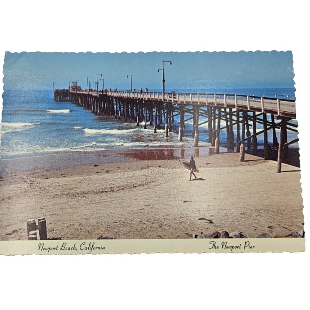 Newport Beach Pier Postcard California Coastal Vintage Ocean Scene